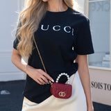 111163, MICRO PEARL HANDLE QUILTED MINI CROSSBODY BAG