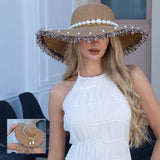 111164, PEARL ACCENTED FRINGED SUN HAT