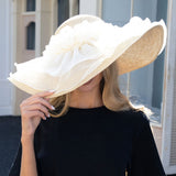 111165, RUFFLED ORGANZA WIDE BRIM SUN HAT
