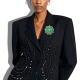 111187, CRYSTAL BOTANICAL BROOCH PIN