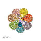 111189, RAINBOW CRYSTAL FLOWER BROOCH PIN