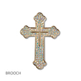 111191, PAVE CRYSTAL CROSS BROOCH PIN