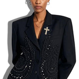 111191, PAVE CRYSTAL CROSS BROOCH PIN