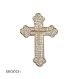 111191, PAVE CRYSTAL CROSS BROOCH PIN