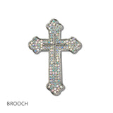 111191, PAVE CRYSTAL CROSS BROOCH PIN