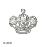 111192, PEARL RHINESTONE CROWN BROOCH PIN