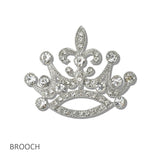 111194, FLEUR DE LIS CRYSTAL CROWN BROOCH PIN