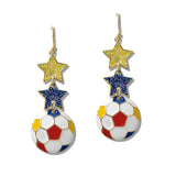 111197, WORLD CUP SOCCER FAN STAR DANGLE EARRINGS