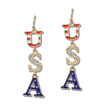 111198, USA PATRIOTIC ENAMEL DROP EARRINGS