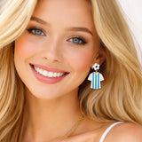111202, WORLD CUP SOCCER FAN JERSEY DROP EARRINGS
