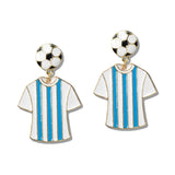 111202, WORLD CUP SOCCER FAN JERSEY DROP EARRINGS