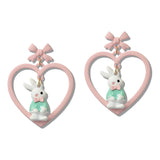 111204, EASTER BUNNY IN HEART FRAME DANGLE EARRINGS