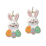 111205, EASTER BUNNY WITH COLORFUL EGGS DANGLE EARRINGS