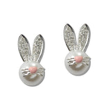 111206, PEARL AND CRYSTAL EASTER BUNNY STUD EARRINGS