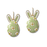 111207, FLORAL EASTER BUNNY EAGG DANGLE EARRINGS