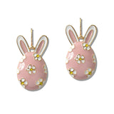 111207, FLORAL EASTER BUNNY EAGG DANGLE EARRINGS