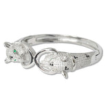111212, PAVE CZ PANTHER STAINLESS STEEL BANGLE BRACELET