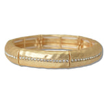 111214, HAMMERED METALLIC PAVE STRETCH BRACELET