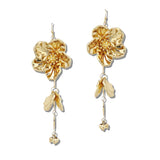 111219, METALLIC FLORAL STATEMENT DROP EARRINGS