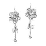 111219, METALLIC FLORAL STATEMENT DROP EARRINGS