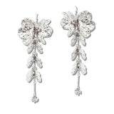 111220, CASCADING METALLIC FLORAL STATEMENT EARRINGS