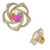 111221, FLOWER CRYSTAL RHINESTONE STRETCH RING