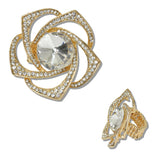 111221, FLOWER CRYSTAL RHINESTONE STRETCH RING