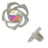 111221, FLOWER CRYSTAL RHINESTONE STRETCH RING