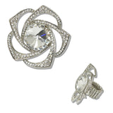 111221, FLOWER CRYSTAL RHINESTONE STRETCH RING