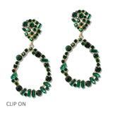 111222, CRYSTAL RHINESTONE TEARDROP CLIP ON EARRINGS