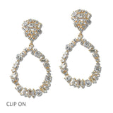 111222, CRYSTAL RHINESTONE TEARDROP CLIP ON EARRINGS