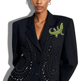 111226, CRYSTAL ALLIGATOR STATEMENT BROOCH PIN