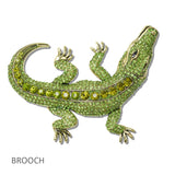 111226, CRYSTAL ALLIGATOR STATEMENT BROOCH PIN