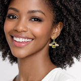 111227, CRYSTAL BUMBLE BEE STAINLESS STEEL EARRINGS