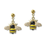 111227, CRYSTAL BUMBLE BEE STAINLESS STEEL EARRINGS