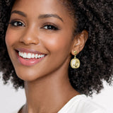 111228, ROSE MEDALLION STAINLESS STEEL DROP EARRINGS