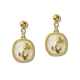 111228, ROSE MEDALLION STAINLESS STEEL DROP EARRINGS