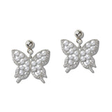 111230, PEARL BUTTERFLY STAINLESS STEEL DROP EARRINGS