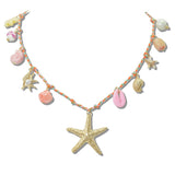 111234, STARFISH AND SEASHELL CHARM NECKLACE