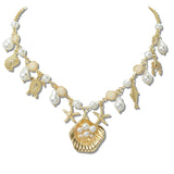 111236, SEASHELL AND PEARL OCEAN CHARM STATEMENT NECKLACE