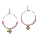 Beaded Cross Charm Hoop Earrings - view 4