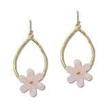 111243, BLOSSOM FLOWER RESIN OPEN HOOP EARRINGS