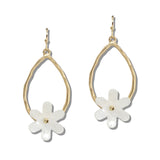 111243, BLOSSOM FLOWER RESIN OPEN HOOP EARRINGS
