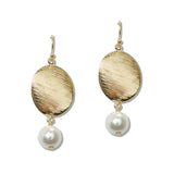 111244, BRUSHED METALLIC PEARL DROP EARRINGS