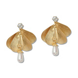 111246, BOTANICAL FAN PEARL DROP EARRINGS