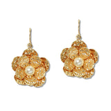 111247, ARTISANAL FLORAL PEARL DROP EARRINGS