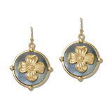 111248, MOTHER OF PEARL FLORAL MEDALLION EARRINGS