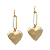 111249, BRUSHED METALLIC HEART LINK EARRINGS