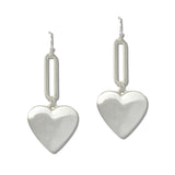 111249, BRUSHED METALLIC HEART LINK EARRINGS