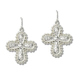 111250, HAMMERED METALLIC CROSS DROP EARRINGS